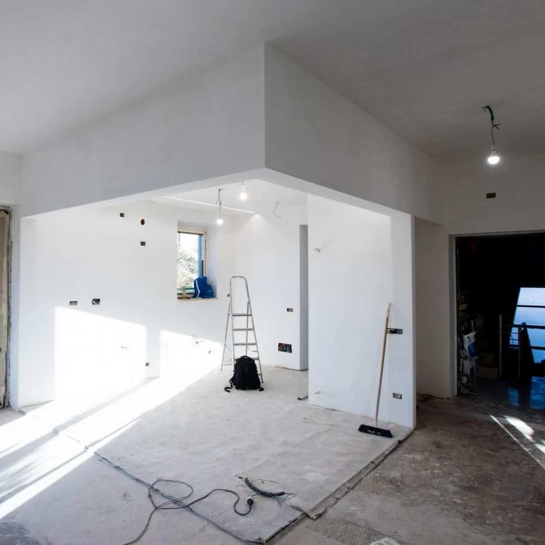 Office partition walls with a bulkhead detail