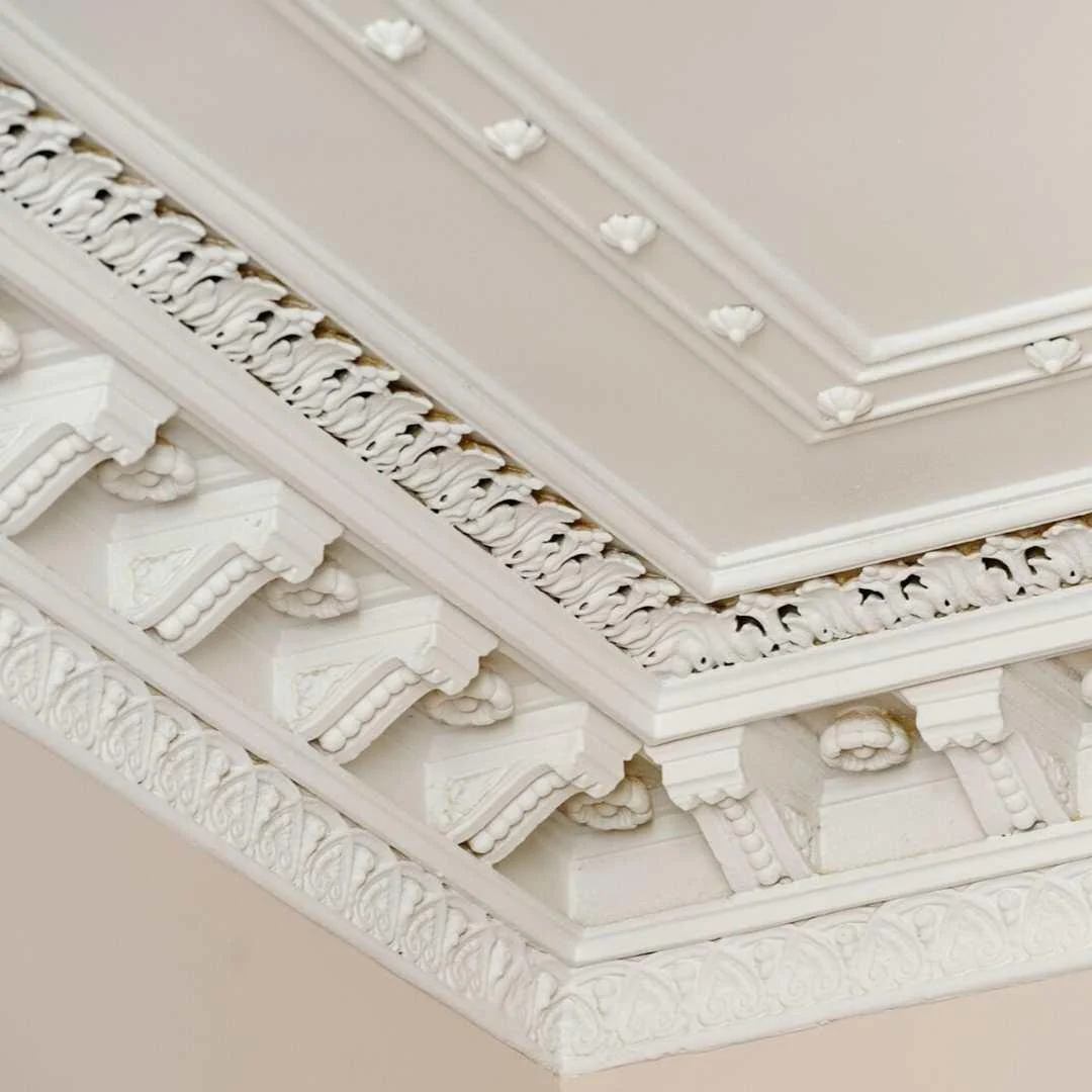 Ornate plaster cornice detail